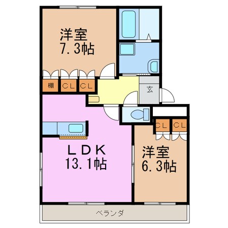 サンパティーク（大清水）の物件間取画像